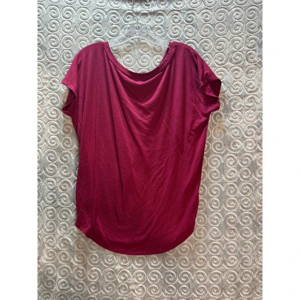 Express London Tee Ultra Soft Jersey Burgundy Short Sleeve Top‎ S P